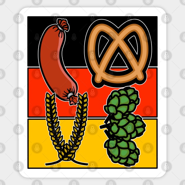 Love Oktoberfest German Flag Sausage and Pretzel Sticker by Redmanrooster